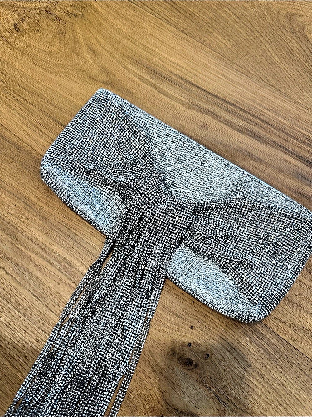 Cult Gaia Fringe Mesh Clutch in Silver